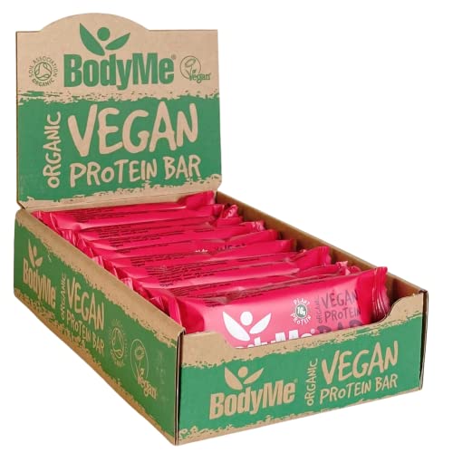 BodyMe Barritas Proteinas Veganas Organica | Cruda Remolacha Baya | 12 x 60g Barra Proteina Vegana | Sin Gluten | 16g Proteína Completa | 3 Proteina Vegetal Aminoacidos Esenciales | Vegan Protein Bar