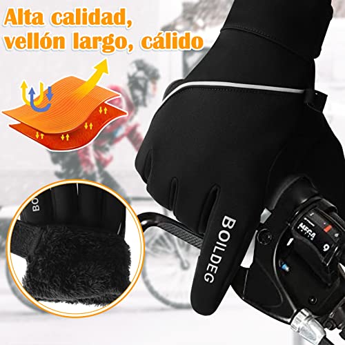 boildeg Guantes Ciclismo MTB Transpirables y con Pantalla táctil para Hombres/Mujeres (Black, M)