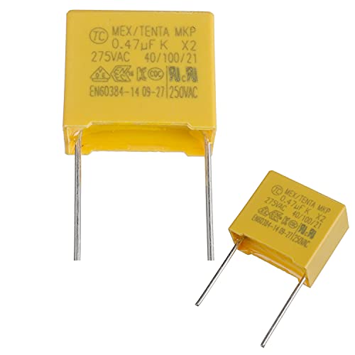 BOJACK 470 nF 0.47uF 470J 275 V Condensadores de seguridad MEX -X2 MKP Supresión de condensadores de interferencia de modo diferencial (paquete de 20 piezas)