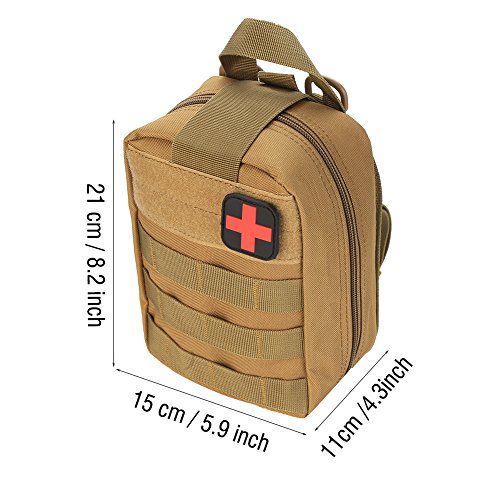 Bolsa de emergencia de supervivencia con bolsa médica de parche de primeros auxilios para escalada al aire libre, senderismo(Caqui)