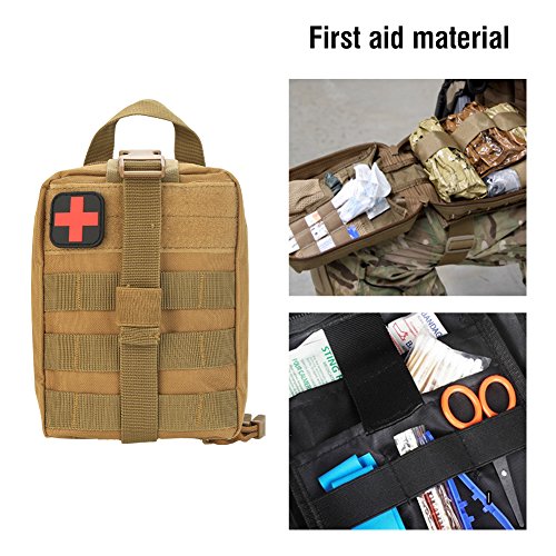 Bolsa de emergencia de supervivencia con bolsa médica de parche de primeros auxilios para escalada al aire libre, senderismo(Caqui)