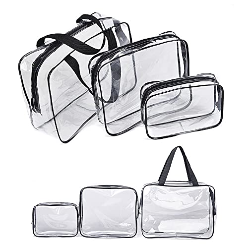 Bolsas de Aseo Transparente，3-in-1 Bolsas Portátil de Maquillaje de PVC Neceser Transparente Impermeable con Cremallera para Viajes baño y Almacenamiento