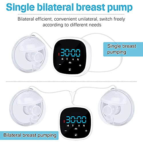 Bomba de mama eléctrica doble, bombas de lactancia silenciosas de alta frecuencia con pantalla táctil LCD bombas de lactancia manos libres (cinco modos)