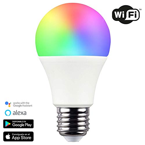 Bombilla LED Estándar Smart WiFi E27 9W Equi.60W 806lm RGBWW Regulable vía Smartphone/App 25000H 7hSevenOn Home