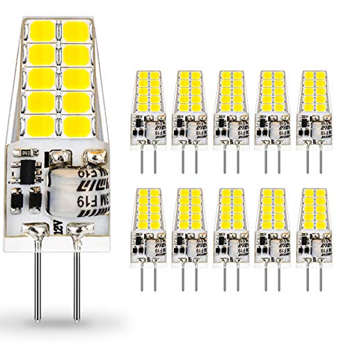 Bombillas G4 LED 12V, Auting 3W 20 * 2835 Equivalente a la Lámpara Halógena de 30W, No Regulable,300LM,Blanco frío 6000K,Ángulo de haz de 360°-10 Piezas