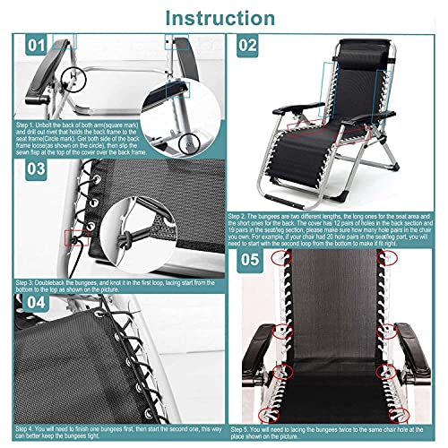 Bopfimer Tela de recambio para silla de una gravedad, pieza de tela para la reparación de sillas un tumbona, para parar en el patio exterior, el patio, la playa, la piscina