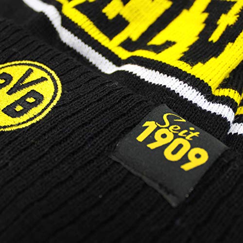 Borussia Dortmund Gorro con pompón, color negro Negro Talla única