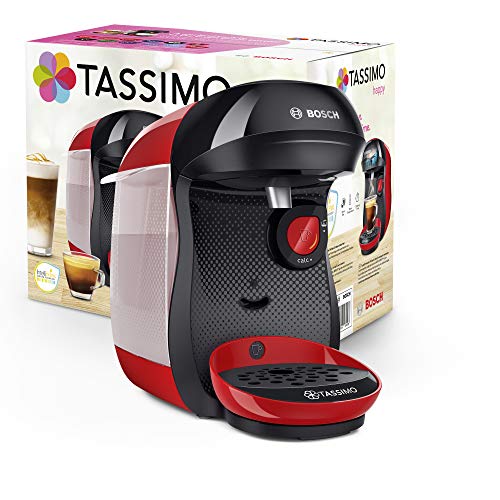 Bosch Tassimo Happy TAS1003 - Cafetera de cápsulas, con tecnología Intellibrew, 1400 W, color rojo