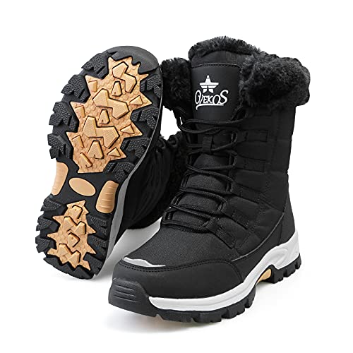 Botas de Nieve para Mujer Calentar Forrado Planas Zapatos de Invierno Negro 38