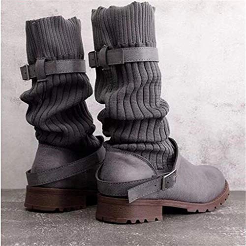 Botas Mujer Invierno Tacon Forrado Calentar Botas Altas Botines Moda Casual Outdoor Zapatos de Nieve Snow Boots