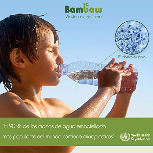 Botella de Agua de Acero Inoxidable, Reutilizable, Mantiene la Temperatura, Botella de 1L - Bambaw