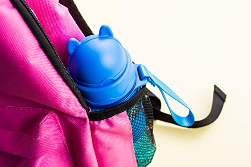 Botella de Agua Niños y Niñas Sin BPA Tritan Botella de Agua Deporte con Pajita y correa para Infantil, Escuela, Corrida, Senderismo y Actividades al Aire (Azul-1)