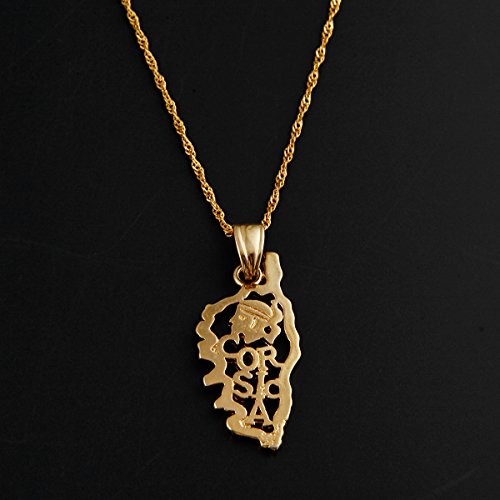 BR Gold Jewelry Collar con Colgante de Mapa de Corse, la Isla de Córcega, joyería de Mapa de Francia