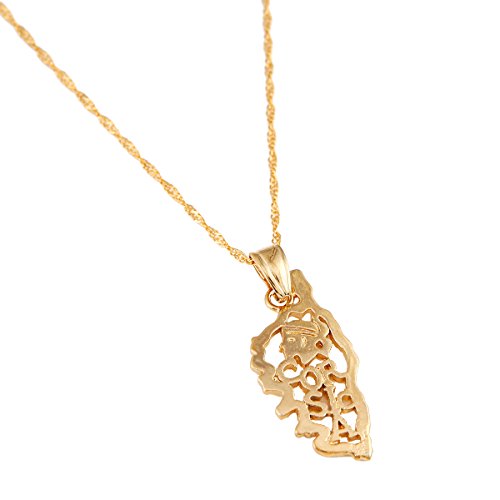BR Gold Jewelry Collar con Colgante de Mapa de Corse, la Isla de Córcega, joyería de Mapa de Francia