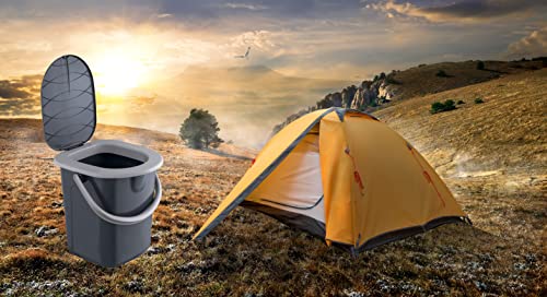 BranQ - Home essential 100% plástico Reciclado PP ecológico, Inodoro portátil para Camping, 22 litros con máx. Soporta hasta 120 kg, Eco Antracita, Talla única