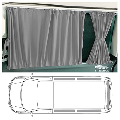 BREMER SITZBEZÜGE Cortinas a Medida, protección Solar, compatibles con VW T4 Multivan Caravelle 1990 – 2003, en Gris, Accesorios de Camping, Accesorios de Caravana, Juego de Cortinas AMZ