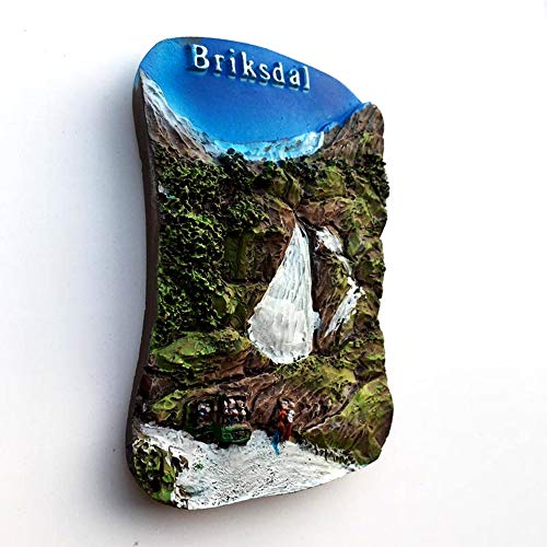 Briksdal Glacier Noruega 3D recuerdo de viaje, imán para nevera y decoración del hogar y la cocina, colección de imanes para nevera