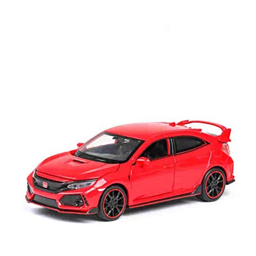 BWHM Modelo De Coche Famoso 01:32 para Honda Civic Type-R Funde y automóviles de Juguete Modelo de Coche de Metal Colección Sonido de la luz del Coche Juega for los niños (Color : Red)