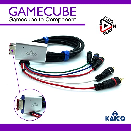Cable adaptador de componente de GameCube para Nintendo GameCube con software GCVideo Lite. Admite video y audio completos. Una solución simple de adaptador Plug & Play GameCube de Kaico