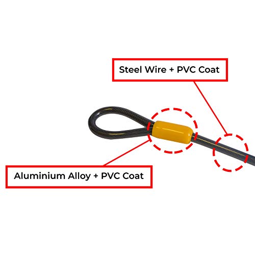 Cable de seguridad de bloqueo de bicicleta de doble bucle opciones de longitud - 10 mm de grosor - 2500 mm/3000 mm/4600 mm/9300 mm (2500 mm)