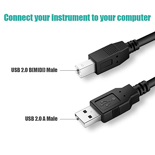 Cable USB B MIDI para Instrumentos 2M, Cable USB A a USB B Compatible Con Piano, Controlador Midi,Teclado Midi, Grabación Interfaz de Audio, Micrófono USB