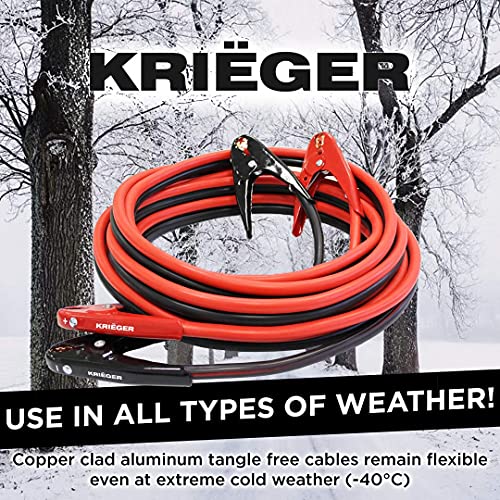 Cables de Arranque Krieger 8 Metros Pinzas 800Amp, 50mm², Ideal para Bateria de Coches, Motocicletas, Camiones Gasolina/Diesel – 8M Permite Arrancar Baterias desde la Parte Posterior del Automovil