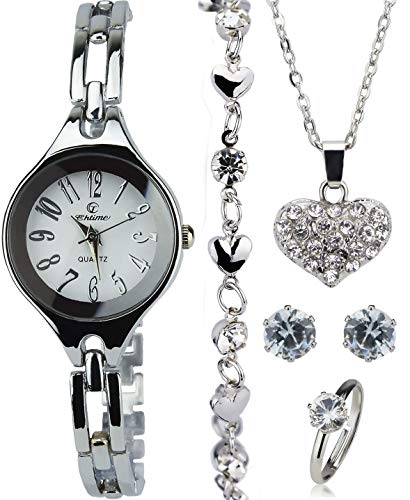 Caja de Regalo Reloj Mujer - Juegos de Joyas- Collar-Anillo- Pendientes - Pulsera