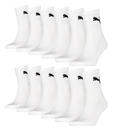 Calcetines deportivos Puma para hombre, cortos, paquete de 12 unidades, unisex, blanco, 47-49