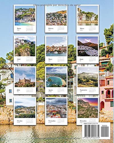 Calendario 2022 España: De lunes a domingo con fotos de ciudades y pueblos españoles; incluye espacios para las finanzas y citas