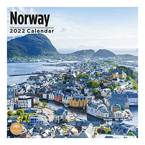 Calendario de pared Noruega 2022 por Bright Day, 12 x 12 pulgadas, Oslo Norwegian Scandinavian