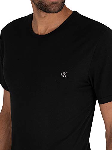 Calvin Klein S/S Crew Neck 2Pk Camiseta de Manga Corta, Black, L (Pack de 2) para Hombre