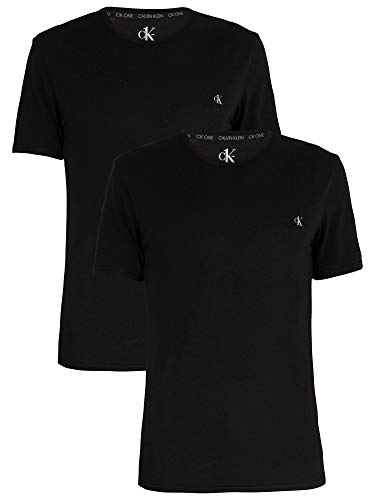 Calvin Klein S/S Crew Neck 2Pk Camiseta de Manga Corta, Black, L (Pack de 2) para Hombre