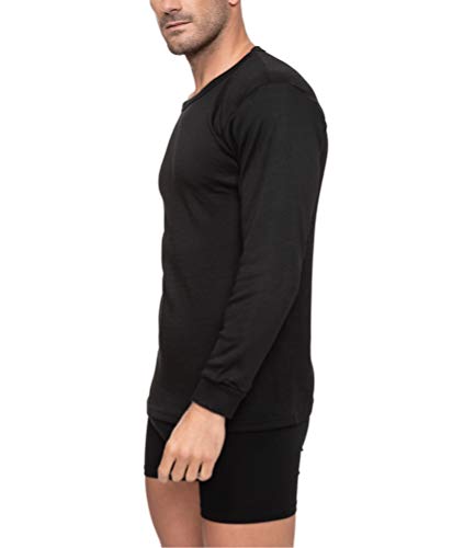 Camiseta Interior Térmica Manga Larga Hombre Licra Cuello Redondo Color Liso (Negro, M)