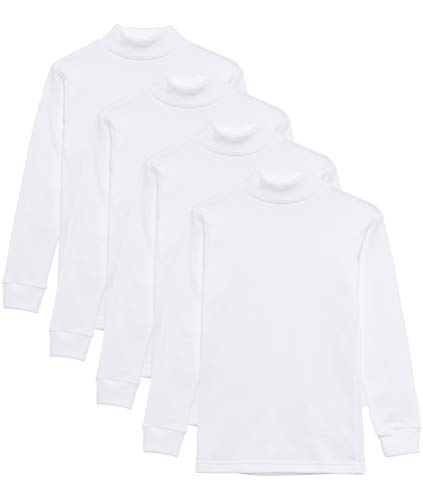 Camiseta termica Interior niño Cuello Medio Alto Semi Cisne niño Manga Larga Colores Lisos (Pack Blanco, 4 años)