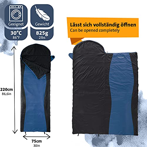 CampAir Saco de Dormir Ultra Ligero con Bolsa de Compresión, 220 x 75 x 75 cm, 210T Diamond-Ripstop (Azul)