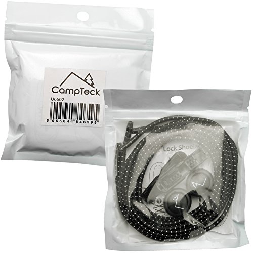 CampTeck U6602 No Tie Cordones, Cordones Elásticos con Sistema de Bloqueo - Negro - 1 Par