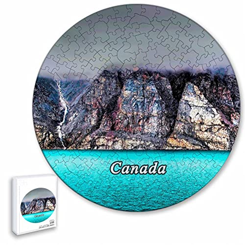 Canadá Isla de Baffin Rompecabezas de 195 Piezas con Forma Redonda de Animales de Madera para niños y Adultos, Recuerdos de 16.5 × 16.5 Pulgadas