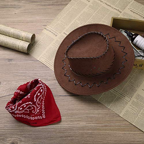 Carnavalife Sombrero Cowboy de Vaquero con Pañuelo Bandanas Paisley de Algodón Toy Story Western Disfraz para Adulto y Niños (Marrón, Niños/54cm)