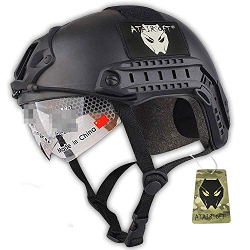 Casco de estilo SWAT, tipo MH rápido (L/XL), para deportes, con protección para ojos, color negro