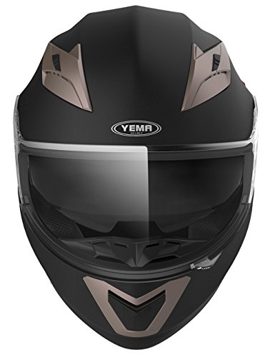 Casco Moto Integral ECE Homologado - YEMA YM-829 Casco de Moto Scooter para Mujer Hombre Adultos con Doble Visera -Negro Mate- XL
