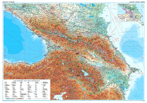 Cáucaso (Armenia, Azerbaiyán, Georgia) 1:1 000 000 Geográfica Mapa Gizi