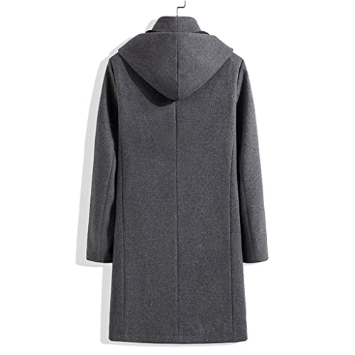 CFSNCM Invierno 34% abrigos gruesos de cachemira de lana para hombre con capucha clásico cuello vuelto chaquetas de mezcla de lana de moda masculina gabardina (Color : Brown, Size : Asia XXL code)