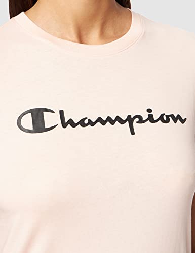 Champion Legacy-Classic Logo S/S Camiseta, Rosa, L para Mujer