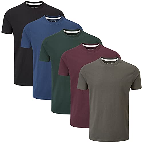 Charles Wilson Paquete 5 Camisetas Cuello Redondo Lisas (Medium, Dark Essentials)