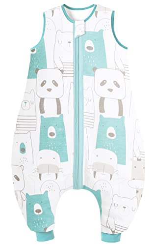 Chilsuessy Saco de dormir de verano con pies, 0,5 tog, 100% algodón, saco de dormir de verano para niños y niñas, panda, 90 cm, altura del bebé 100-110 cm
