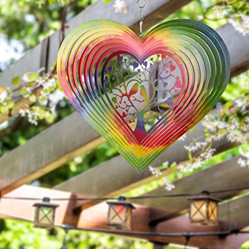 CIM Carrillón de Metal - Rainbow Lovebirds Ø200mm - Campanilla giratoria y Ligera con Colores Brillantes - con suspensión incluida - Atractiva decoración para Habitaciones - Ventanas y Jardines