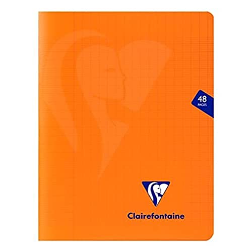 Clairefontaine 383751C Un Cahier Agrafé Mimesys Orange - 17x22 cm 48 Pages Grands Carreaux Papier Blanc 90 g - Couverture Polypro