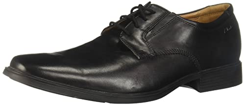 Clarks Tilden Plain, Zapatos de Cordones Derby Hombre, Negro (Black Leather), 42 EU