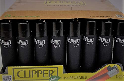 Clipper No. 26, Negro, Tacto Suave, Pack de 4 Encendedores