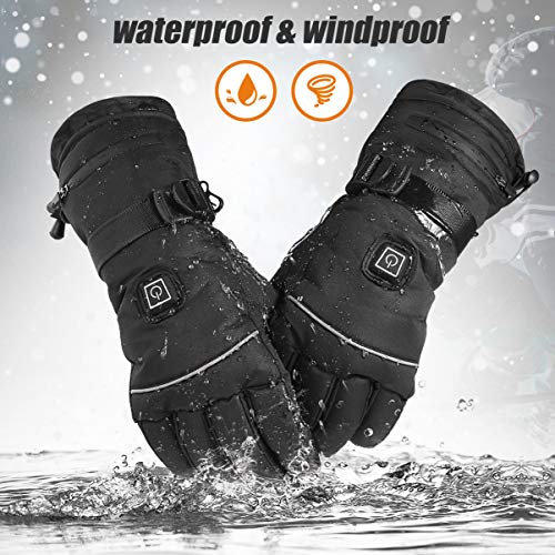 CLISPEED One Pair Heated Gloves Practical Touch Screen Anti-Slip Hand Warmer Gloves Warm Gloves for Skiing Hiking Outdoor Sports
